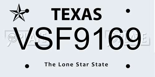 VSF9169 Texas License Plate