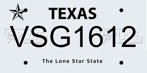 VSG1612 Texas License Plate