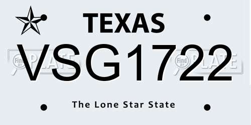 VSG1722 Texas License Plate