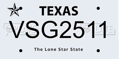 VSG2511 Texas License Plate