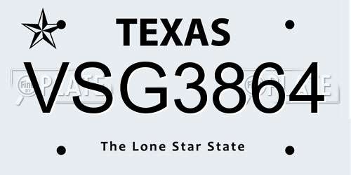 VSG3864 Texas License Plate