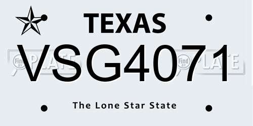 VSG4071 Texas License Plate