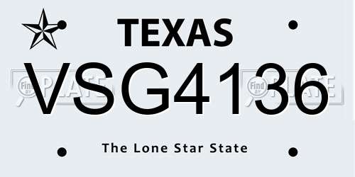 VSG4136 Texas License Plate