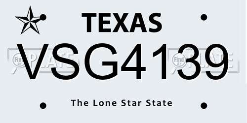 VSG4139 Texas License Plate