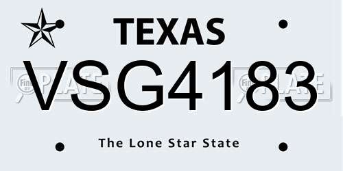 VSG4183 Texas License Plate