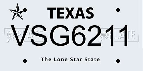 VSG6211 Texas License Plate