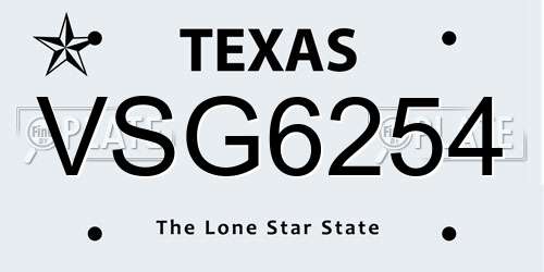 VSG6254 Texas License Plate