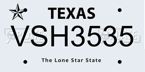 VSH3535 Texas License Plate