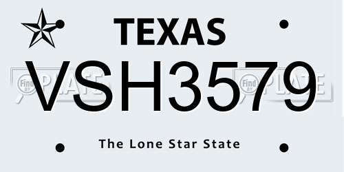 VSH3579 Texas License Plate