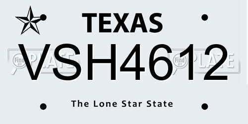 VSH4612 Texas License Plate