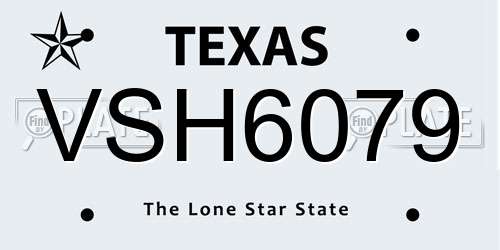 VSH6079 Texas License Plate