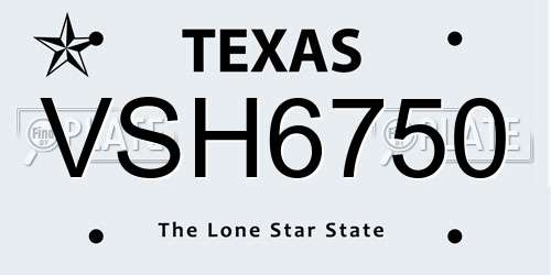 VSH6750 Texas License Plate
