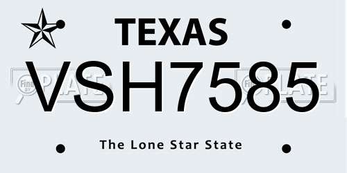 VSH7585 Texas License Plate