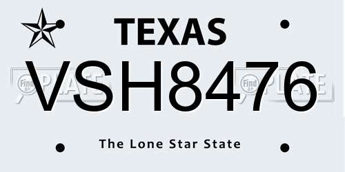 VSH8476 Texas License Plate