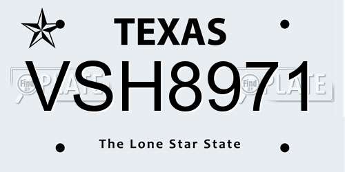 VSH8971 Texas License Plate