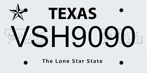 VSH9090 Texas License Plate