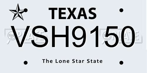 VSH9150 Texas License Plate