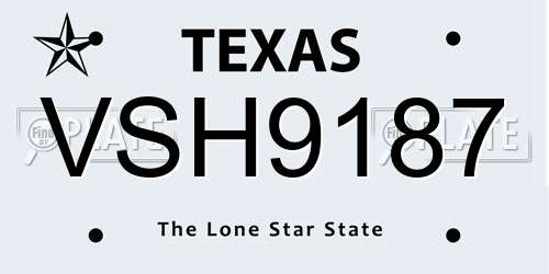 VSH9187 Texas License Plate
