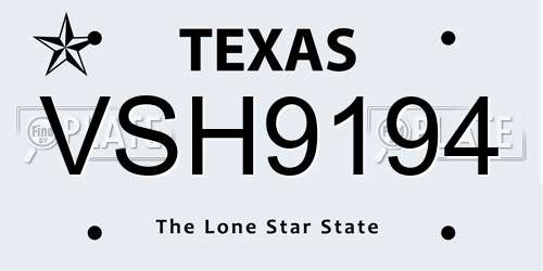 VSH9194 Texas License Plate