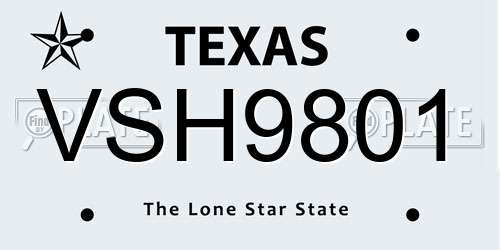 VSH9801 Texas License Plate