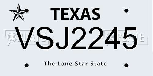 VSJ2245 Texas License Plate