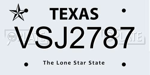 VSJ2787 Texas License Plate