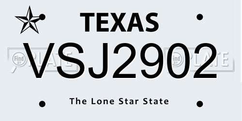 VSJ2902 Texas License Plate