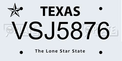 VSJ5876 Texas License Plate