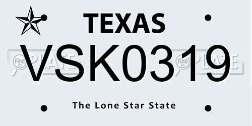 VSK0319 Texas License Plate