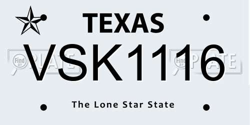 VSK1116 Texas License Plate