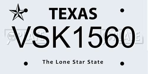 VSK1560 Texas License Plate