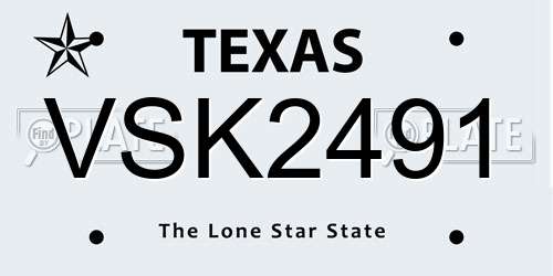 VSK2491 Texas License Plate