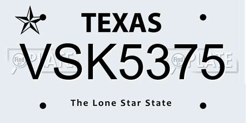 VSK5375 Texas License Plate