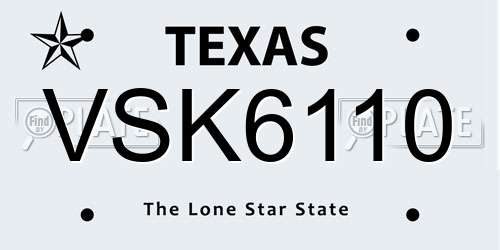 VSK6110 Texas License Plate