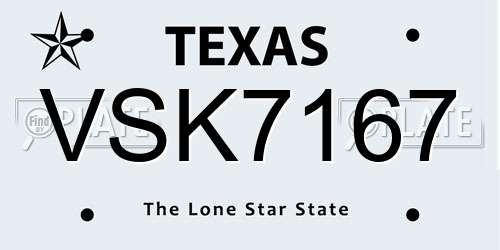 VSK7167 Texas License Plate