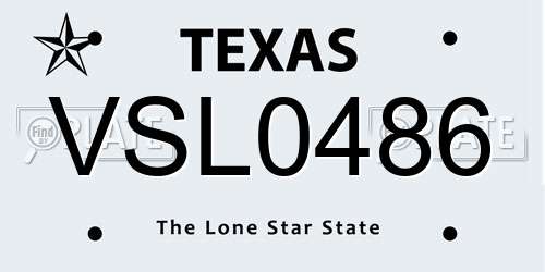 VSL0486 Texas License Plate