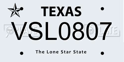 VSL0807 Texas License Plate