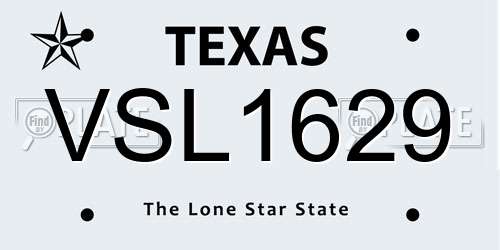 VSL1629 Texas License Plate