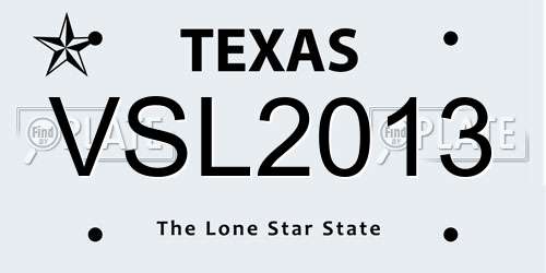 VSL2013 Texas License Plate