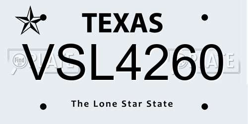 VSL4260 Texas License Plate