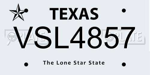 VSL4857 Texas License Plate