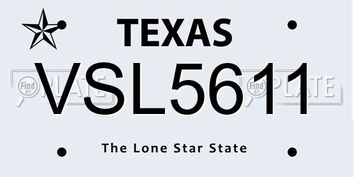 VSL5611 Texas License Plate