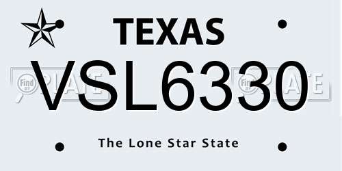 VSL6330 Texas License Plate