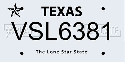 VSL6381 Texas License Plate