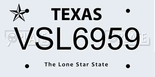 VSL6959 Texas License Plate