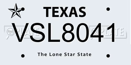VSL8041 Texas License Plate