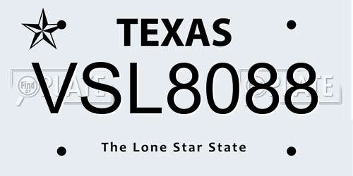 VSL8088 Texas License Plate