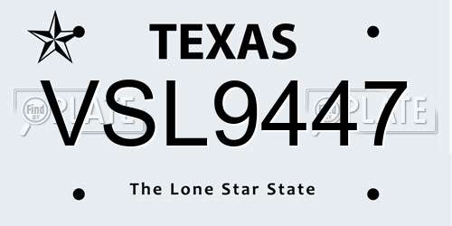 VSL9447 Texas License Plate