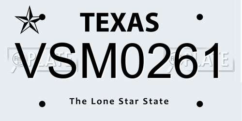 VSM0261 Texas License Plate