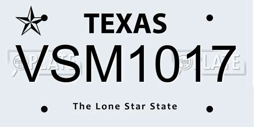VSM1017 Texas License Plate